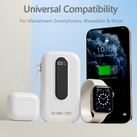 Batterie externe portable 10000mAh 20000mAh en promotion avec charge ultra-rapide 22.5W, 2 câbles intégrés, design léger et fin