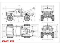 Camion de sauvetage RC 4x4 à couple élevé CROSSRC EMO X3, camion de remorquage, transmission à 2 vitesses, pneus à blocage de roue, éclairage LED pour escalade extrême