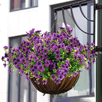 Fleur artificielle d'eucalyptus violet à 7 branches, décoration de plante verte artificielle pour cour extérieure, fausse fleur