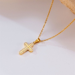 Wholesale Minimalist Jewelry <b>Cross</b> Necklace Stainless Steel Cute Zircon <b>Cross</b> Pendant Necklace - Product Image 3