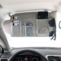 Gris pare-soleil pochette de rangement Bill Card CD support pour téléphone boîte de rangement avec fermeture éclair voiture rangement rangement