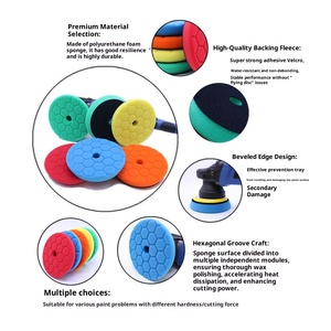 Éponge de polissage de voiture à structure en nid d'abeille à double <span class=keywords><strong>action</strong></span> de 5 pouces Tampon de polisseuse DA avec tampons hexagonaux de cirage et de polissage - Product Image 5