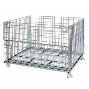 כלובי רשת תיל לאחסון במחסן, עמידים, ניתנים לערום, מתקפלים, עשויים פלדה, עם גלגלים. - Product Image 6