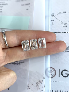 Qinglong Bijoux 1ct 1.5ct 2ct 3ct Emerald Lab <span class=keywords><strong>Diamant</strong></span> Fancy Cut HPHT CVD Emerald Shape Lab Grown Diamond IGI Certified - Product Image 5