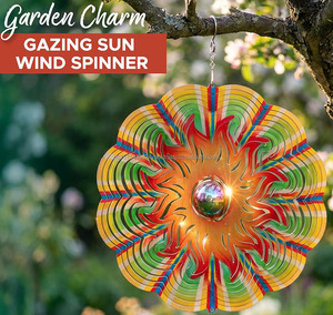 Escultura Giratoria Solar Decorativa para Jardín de 12 Pulgadas, Adorno Multicolor Colgante con Diseño de Sol para Patio Exterior, Regalo - Product Image 4