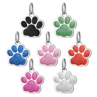 Edelstahl-Öltropfen-Hunde marke mit Glitzer-und Pfoten abdruck design-Laser gravierbarer Haustier-ID-Tag mit Anti-Verlust-Metall zubehör