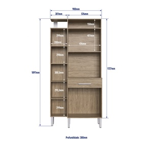 Armoire de cuisine moderne Decibel DB-AC5101 RITA 5 portes 1 tiroir en bois aggloméré/Blanc - Product Image 4