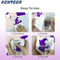Cinta de Vinilo Transparente Kenteer para Transferencia, Rollo de Adhesivo de Fijación Media con Rejilla de Alineación, Compatible con Calcomanías, Letreros, Ventanas y Pegatinas