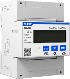 มิเตอร์ไฟฟ้า <span class=keywords><strong>CHINT</strong></span> <span class=keywords><strong>DTSU666</strong></span> แบบสามเฟส ติดตั้งบนราง DIN พร้อมหน้าจอ LCD วัดค่าไฟฟ้าสองทิศทาง ติดตั้งบนราง DIN แสดงผลหน่วยกิโลวัตต์ชั่วโมง - Product Image 1