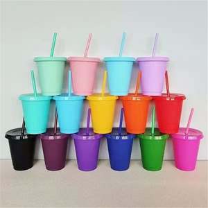 Factory Price LGBT Pride 16Oz 24Oz Glitter Reusable Frosted Plastic Leak-Proof Iced Cold <b>Cups</b> with <b>Lids</b> <b>and</b> <b>Straws</b> Party Use - Product Image 5