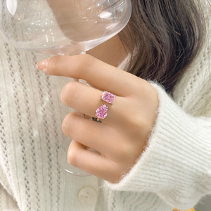 925 Sterling Zilveren Statement Openingsringen Met Roze Zirkoon Lab Diamant Trendy Geometrische Sieraden Voor Vrouwen Voor Bruiloften - Product Image 4