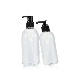 Toptan 30 50 80 100 200 250 300 500 ml şeffaf losyon sabun jeli ambalaj düz yuvarlak plastik pompa şampuan şişesi