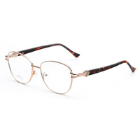 WHEF-CD9702 Montures de lunettes optiques de haute qualité en métal œil de chat pour tous les types de visage avec branches en acétate