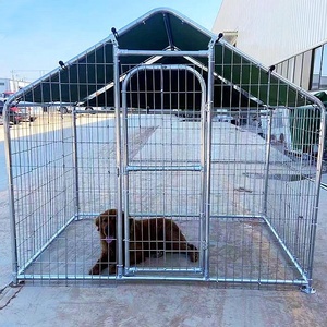 Heavy Duty Outdoor Metal <strong>Dog</strong> <strong>Cage</strong> Strong Carbon Steel Kennel with Rail Fence Home Farm Fence Posts Pressure Treated Wood Nature - Product Image 1