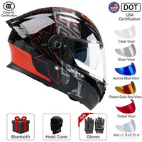 Casque de moto modulaire à visière relevable certifié DOT avec fermeture rapide, nouveau casque moto