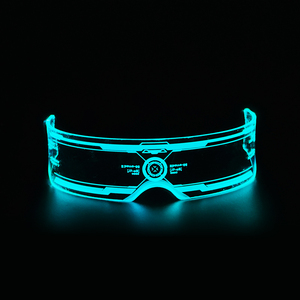 Venta caliente en stock Gafas <span class=keywords><strong>LED</strong></span> futuristas de moda luminosas que cambian de color para DJ fiesta concierto Carnaval