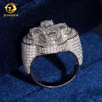 Bague Hip Hop Moissanite Iced Out en Argent Sterling 925 pour Homme, Testée au Diamant, Bague Tendance pour Homme
