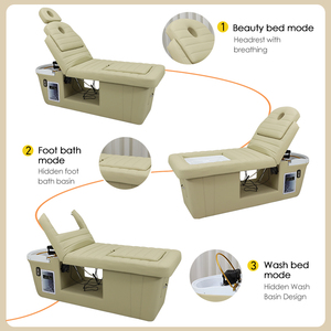 Shampoo <b>Bed</b> PU Leather Salon Chair With Plastic Basin Modern Design <b>Easy</b> to Clean Commercial Furniture - Product Image 3