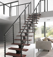 Escalier Optima au design moderne, escalier intérieur en bois massif, en forme de L, droit, flottant, à monopoutre, durable