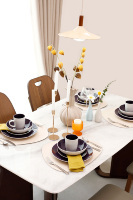 Nouvelles collections de vaisselle en céramique créative de couleur violette, ensemble de plats et de bols, vaisselle en grès pour la maison, ensemble de service