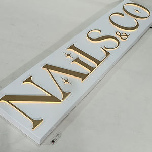 Enseigne publicitaire lumineuse intérieure en or d'usine, boîte à lumière, enseigne en métal 3D rétroéclairée, enseigne de magasin commerciale, enseigne rétroéclairée par LED - Product Image 5