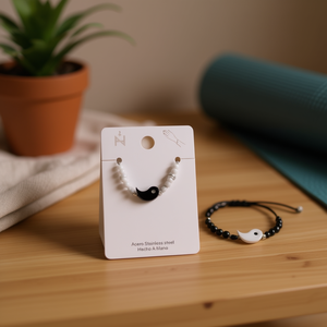 Pulsera de cuentas Tai Chi de acero inoxidable hecha a mano, regalo de joyería de moda unisex - Product Image 3