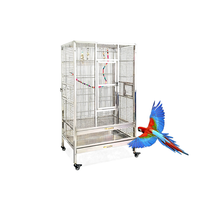 Cage à oiseaux spacieuse et durable en acier inoxydable, idéale pour les grands perroquets, facile à nettoyer avec des roulettes, cages à oiseaux de luxe
