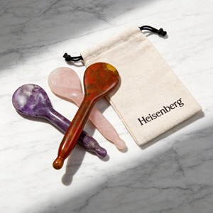 Rodocrosita Gua Sha Pluma de acupuntura facial Herramienta de piedra de jade curativa natural para relajación profunda y tratamiento de tejidos blandos en la cara - Product Image 6