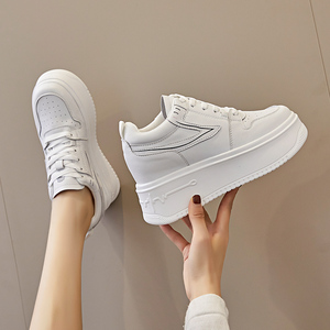 Lefu bianco da donna 2024 estate pelle per il tempo libero traspirante forza uno scarpe da donna nuove - Product Image 2