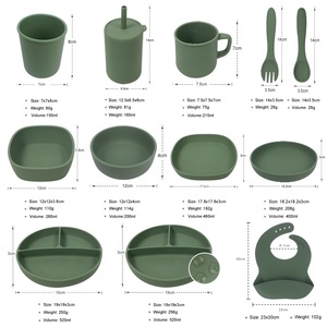 Juego de vajilla ecológica para alimentación de bebé, cuencos de <span class=keywords><strong>silicona</strong></span> esenciales, platos, cucharas, vasos, novedad - Product Image 6