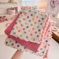 Housse de couette en gaze double couche 100% coton avec pompons, drap de lit, protège-matelas, ensemble de literie de luxe 600TC pour dortoir étudiant
