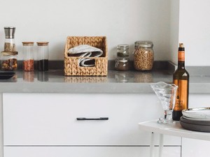 Piccoli Cestini in <span class=keywords><strong>Vimini</strong></span> con Manico, Cesto in Erba Marina per Parete, Cesto Intrecciato a Mano per Conservazione Vestiti - Product Image 3