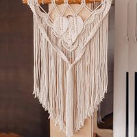 Décoration murale moderne en macramé OEM avec feuille, en cordon tressé 100% coton, pour l'aménagement intérieur, Anniversaire Vietnam