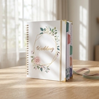 Carnets de notes avec reliure thermique, couverture rigide, impression par transfert personnalisée, dorure or rose, pour mariage, agenda, organisateur, boîte