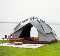 Tente de camping double couche entièrement automatique pour l'extérieur, portable, rapide à monter, idéale pour les séjours de nuit.