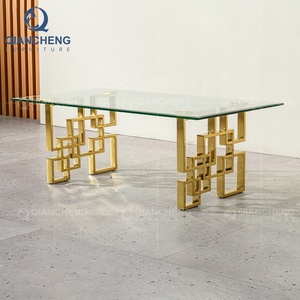 QIANCHENG Bàn Kính Vàng Phong Cách Thổ Nhĩ Kỳ Nhà Cung Cấp Đồ Nội Thất Sang Trọng Bàn Cà Phê Làm Tổ Hiện Đại - Product Image 1