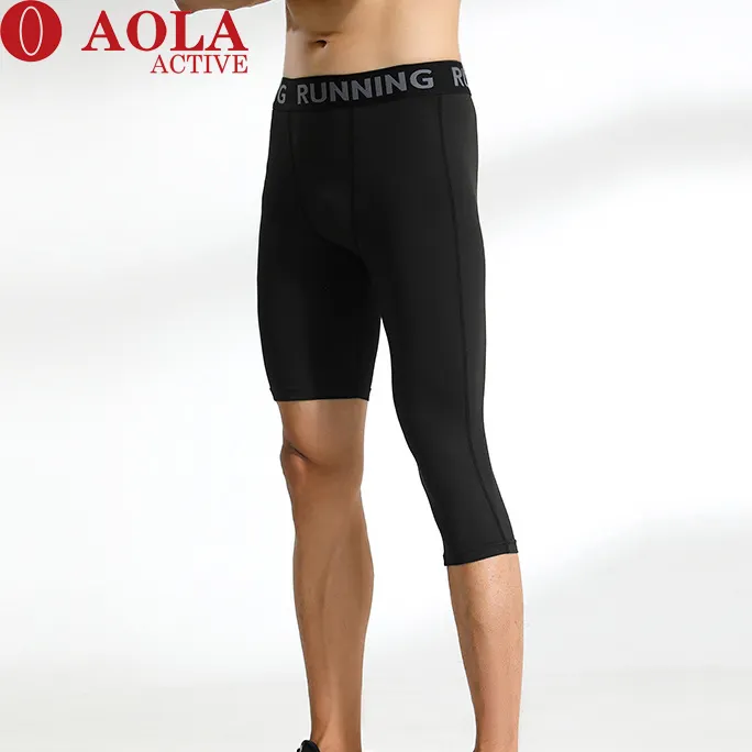 AOLA Basketball Single Leg Leggings Men Sports Training Pants Fitness Length Foot Leggings Seven Points Quick Dry Shorts