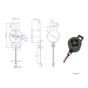 FSD-3322 12V <span class=keywords><strong>33</strong></span> * H22MM DC Étanche Haut Décibel 90dB 3000Hz Piezo Active Son Continu Buzzer Avec Fils Pour Unité De Pilotage - Product Image 6