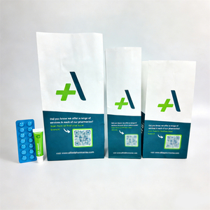 Sac de <span class=keywords><strong>pharmacie</strong></span> <span class=keywords><strong>en</strong></span> papier kraft blanc brun avec logo personnalisé imprimé sur ordonnance médicale - Product Image 4