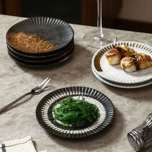 5 Inch Japanese-style <b>Ceramic</b> Dish Microwave Safe Round <b>Plate</b> for Barbecue Steak & Cake & Sushi <b>Plate</b> - Product Image 3