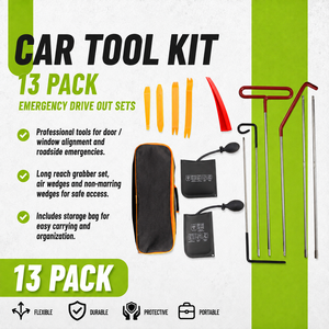 Kit di 13 Attrezzi per Sblocco Veicoli con Pinza Lunga 65 Pollici, 2 Cunei ad Aria e 5 Cunei Anti-graffio per Assistenza Stradale - Product Image 2