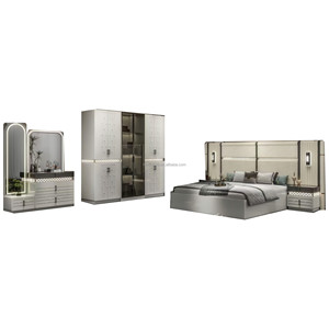 Set Camera da Letto di Lusso Personalizzato in Pelle e Legno, Stile Rustico Moderno, Letto con Contenitore Estensibile, Misura King/Queen, Arredamento per la <span class=keywords><strong>Casa</strong></span> - Product Image 2