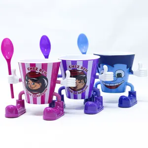 Wholesale 200ml Plastic Ice Cream Mug With Spoon Unique Table Decoration For Themed Parties