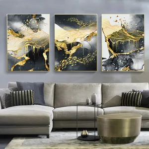 Nordic Decoration Wall Art Picture Golden Black White Abstract Painting Butterfly Leaves Canvas Poster