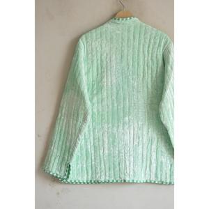 Chaqueta Acolchada de Terciopelo, Terciopelo Arrugado Hecho a Mano, Ribete a Cuadros, Abrigo Boho Oversize, Chaqueta Acolchada, Chaqueta Acolchada de Terciopelo - Product Image 2