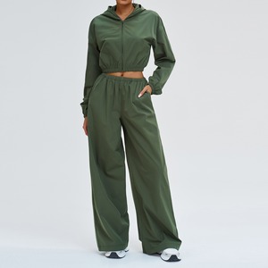 Ensemble 2 pièces pour femmes, protection solaire UPF50+, veste coupe-vent courte et pantalon large, survêtement décontracté - Product Image 6