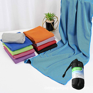 ผ้าขนหนูกีฬาแห้งเร็ว ผ้าตาข่ายโพลีเอสเตอร์ ผ้าเย็นสำหรับออกกำลังกายและกิจกรรมกลางแจ้ง 21 เส้นด้ายที่ไม่บิดเกลียว ดูดซับน้ำได้ดี - Product Image 2