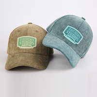 Casquette de baseball personnalisée en velours côtelé avec logo en patch de caoutchouc, casquette structurée à 6 panneaux, style papa, vintage, rétro, pour le sport en plein air, pour hommes