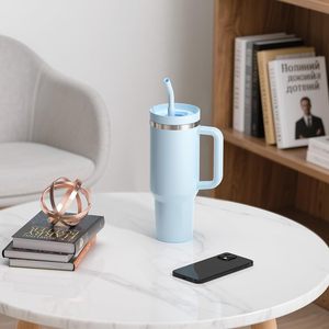 Warehouse Custom logo 40 oz Stainless Steel Double Wall Vacuum Metal <b>Travel</b> Coffee <b>Mug</b> 40oz Tumbler with Handle - Product Image 4