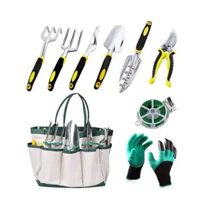 9PCS园艺工具套装OEM供应商，包括用于园艺种植工具套装的抹刀叉园艺工具